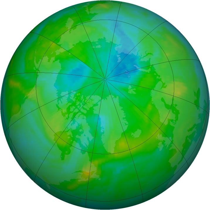Arctic ozone map for 20 August 1998